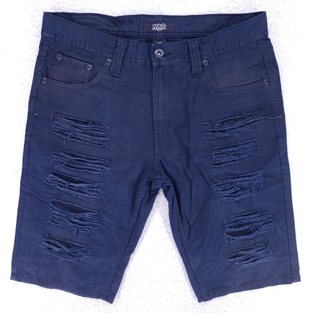 Mao Jean Shorts Denim Cotton Mens SZ 32 Black Straight VTG Baggy 90s Y2K